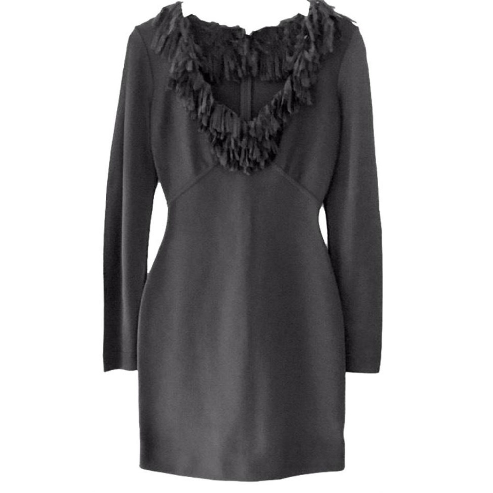 Hervé Leger Black Long Sleeve Cocktail Dress